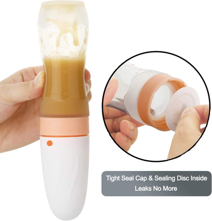 PandaEar (Pacote com 2) Colher Dosadora de Silicone para Papinha de Bebê | Alimentador de Frutas Infantil de 120ml | Ideal para Viagens | Azul