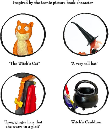 WOW! STUFF - Pacote Duplo de Bruxa e Gato de "O Quarto na Vassoura" - Bonecos de Ação Articulados Colecionáveis | Brinquedos e Presentes Oficiais da Julia Donaldson e Axel Scheffler Books and Films, Marrom