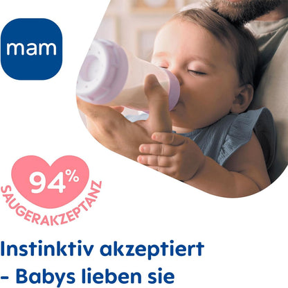 MAM Kit Inicial Anticólica Autoesterilizante Easy Start Unissex para Recém-Nascidos (0+ anos) com Mamadeira e Chupeta, incluindo Bicos Extra Pequenos para Leite Materno, Essenciais para Recém-Nascidos, Cor: Bege Creme Amêndoa
