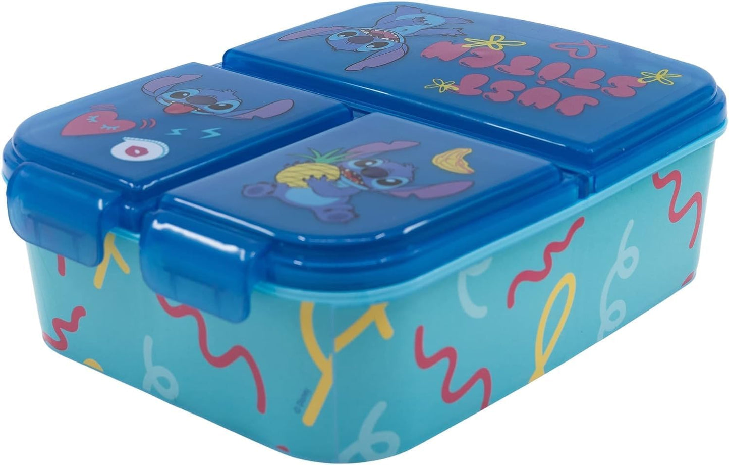 Lancheira Escolar Stitch Lunchbox Kids Personagem 3 Compartimentos Sanduíche Lancheira Escola Plástico Reutilizável