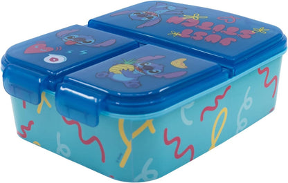 Lancheira Escolar Stitch Lunchbox Kids Personagem 3 Compartimentos Sanduíche Lancheira Escola Plástico Reutilizável