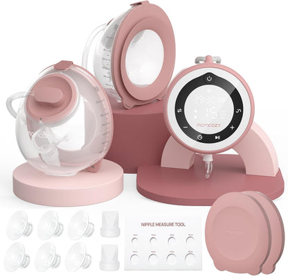 Momcozy Bomba tira-leite elétrica portátil V1 Pro, mãos livres, com sucção de 300 mmHg, 3 ritmos e 15 níveis, flange DoubleFit à prova de vazamentos e bateria de 2300 mAh.