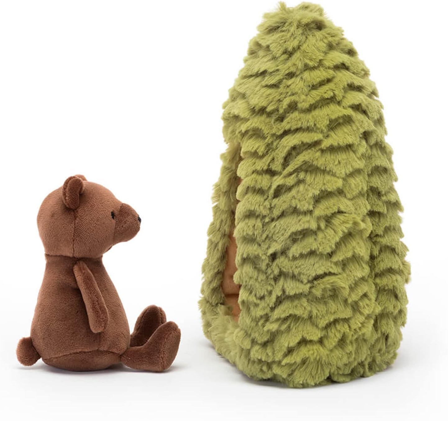 Jellycat Urso marrom Forest Fauna em formato de árvore de abeto, decoração de pelúcia colecionável