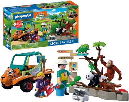 Playmobil | Animais e Amigos | Tratador de animais com veículo | Veículo com design de cabeça de tigre e 3 animais | Brinquedo infantil para crianças a partir de 4 anos | 72072