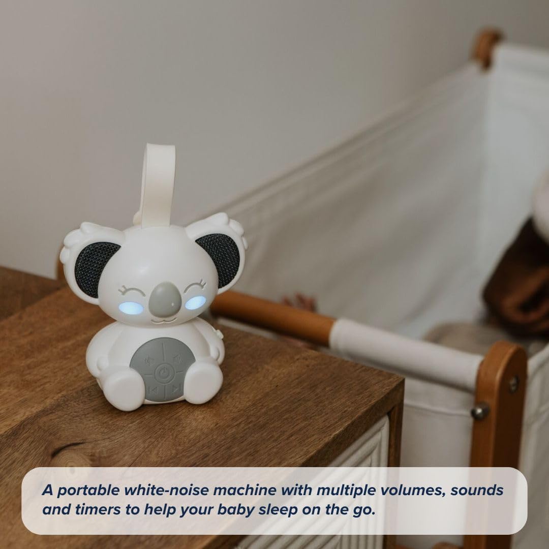 Nuby Sidney Sound Bear – Máquina de som para bebês com 20 sons relaxantes | Alça universal | Recarregável