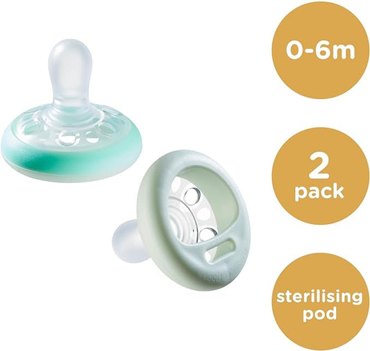 Tommee Tippee - Chupetes de noche que brillan en la oscuridad - Kit con 2 tallas de 0 a 6 meses