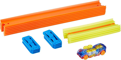 Hot Wheels Kit Inicial Track Builder Unlimited Basic Track Pack para Construções Adicionais com 10 Peças de Pista, 9 Conectores e um Carrinho Hot Wheels em Escala 1:64 para Crianças a partir de 6 Anos, GVG13