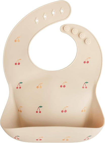 Mushie Babador de Silicone Baby | Babadores Impermeáveis com Ajuste Perfeito | Babadores Fáceis de Limpar para Alimentação do Bebê | 4 Tamanhos Ajustáveis com Bolsos Frontais Fundos | 100% Livre de BPA e Ftalatos