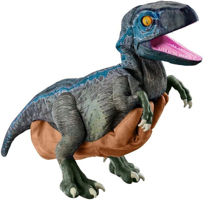 UAU! COISAS - Brinquedo de dinossauro azul bebê Jurassic World REAL FX, dinossauro animatrônico hiper-realista, movimentos realistas e sons de filmes reais, brinquedos oficiais Jurassic World Dominion, idade 8+