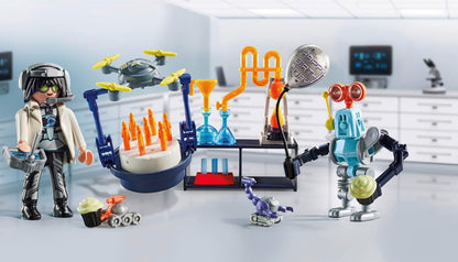 Playmobil 71450 Minha Vida: Pesquisadores com Robôs, festa com temática científica no laboratório, incluindo um drone de transporte e robôs, encenação divertida e imaginativa, conjuntos de jogos artísticos adequados para crianças a partir de 4 anos
