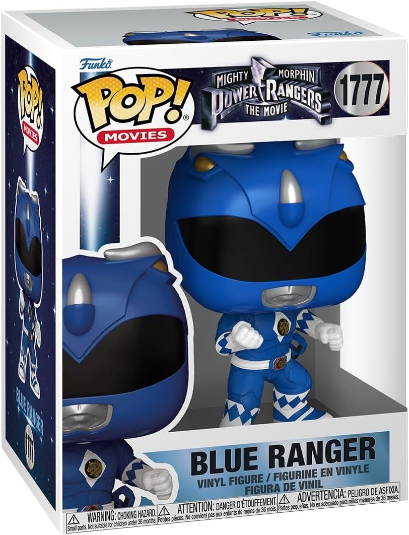 Funko Pop! Filmes: Mighty Morphin Power Rangers Filme - Ranger Azul - Figura de vinil colecionável - Ideia para presente - Produtos oficiais - Brinquedos para crianças e adultos - Fãs de cinema - Figura modelo para colecionadores