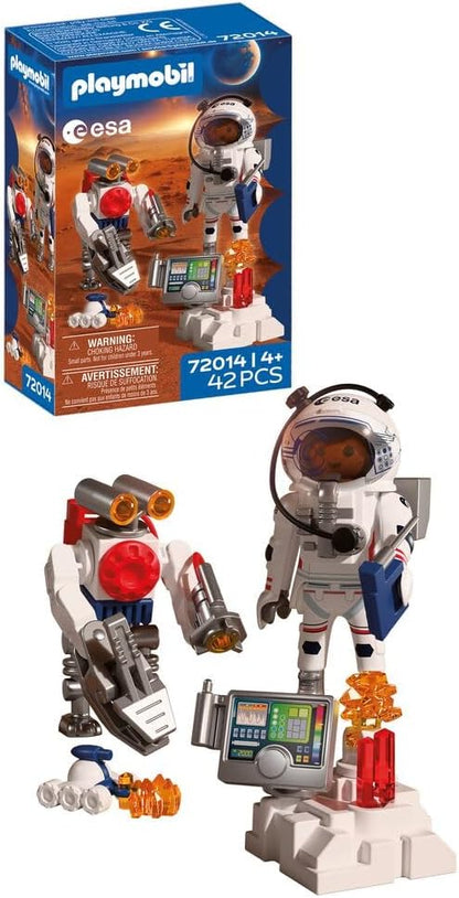 Playmobil | Espaço | ESA: Astronauta com Robô | Com Veículo de Exploração de Marte, Estação de Análise e 3 Amostras de Rocha | Conjunto de Exploração Espacial | Para Crianças a partir de 4 Anos | 72014