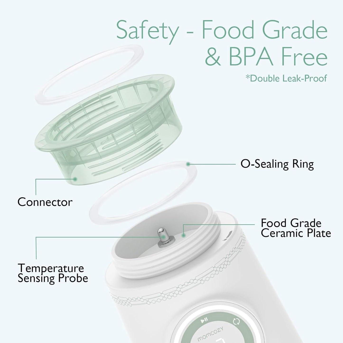 Momcozy Aquecedor de mamadeiras portátil para passeios e viagens, aquecimento rápido com controle inteligente de temperatura, camada dupla à prova de vazamento, carregável com USB para Philips Avent, Tommee Tippee, Comotomo