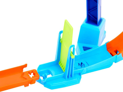 Conjunto de Pista para Carrinhos Hot Wheels, Incline e Salte Através do Loop em Espiral com um Carrinho de Brinquedo em Escala 1:64, Pista Speed Snap e Adaptadores, Compressível para Armazenamento, JFH36