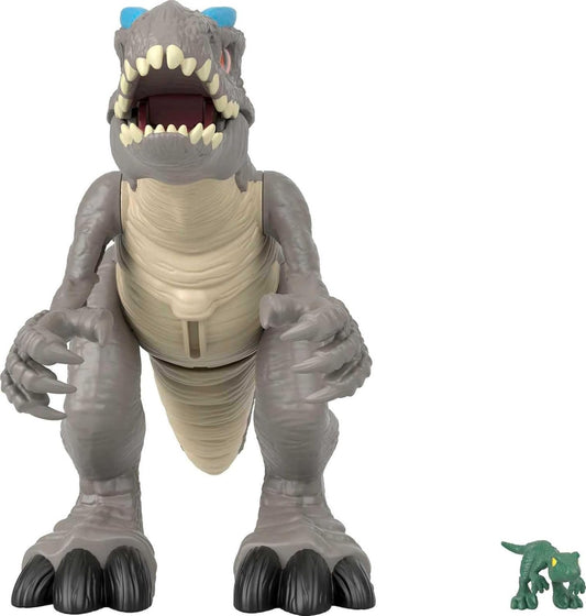 Imaginext Jurassic World Indominus Rex Dinossauro de Brinquedo com Ação de Movimento e Figura de Raptor para Brincadeiras de Faz de Conta para Crianças a partir de 3 Anos, GMR16