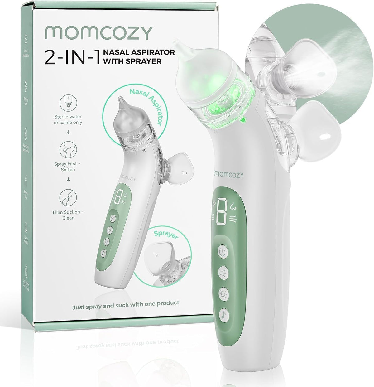 Momcozy Aspirador Nasal Elétrico para Bebês 2 em 1 BreezyClear™ com Spray