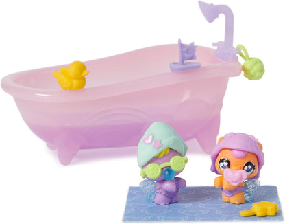 HATCHIMALS Alive, Make a Splash Playset com 15 acessórios, banheira, 2 mini figuras que mudam de cor em ovos que se chocam sozinhos, brinquedos infantis para meninas e meninos