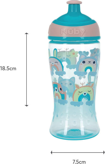 Botella de agua Nuby Super Slurp - Vaso antiderrames para niños pequeños | 360ml / 12oz | Fácil de sostener | Apto para lavavajillas | Taza adecuada para niños a partir de 18 meses (Rainbows, paquete de 2), 048526890460