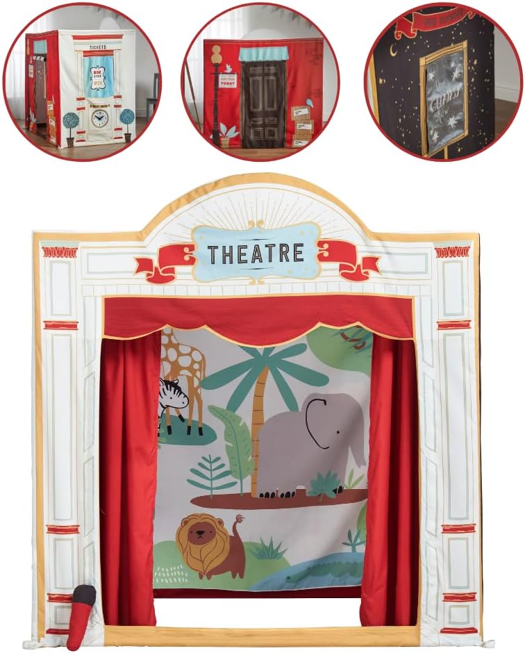 Haus Projekt Teatro de tenda grande para crianças, teatro de fantoches infantil interno e externo, meninas, teatro de simulação, casa de brincar para crianças, presentes para meninos, teatro extra grande
