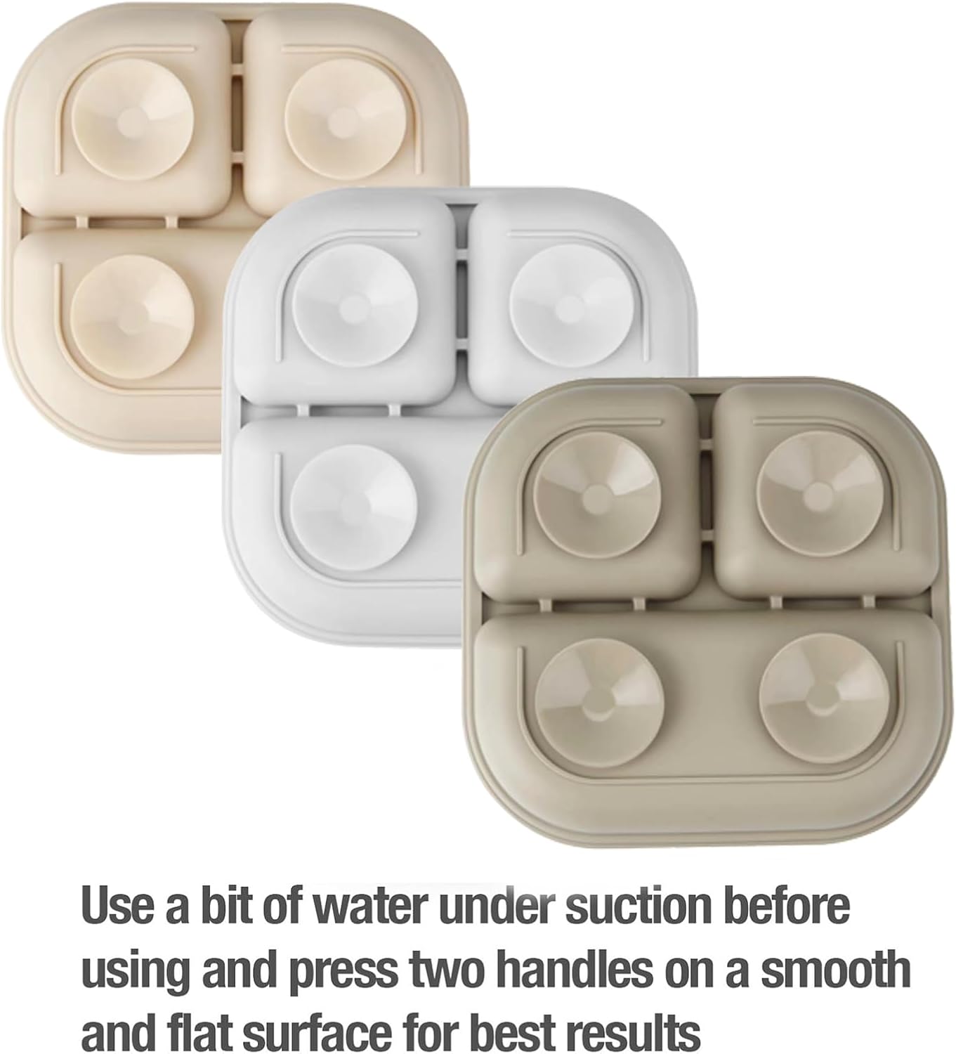 PandaEar Conjunto de 3 Pratos com Ventosa para Bebês, com Colheres, Pratos de Silicone para Crianças, Prato Dividido Inquebrável com Ventosa, Antiderrapante, Atóxico e Livre de BPA (Marrom Acinzentado Cremoso)