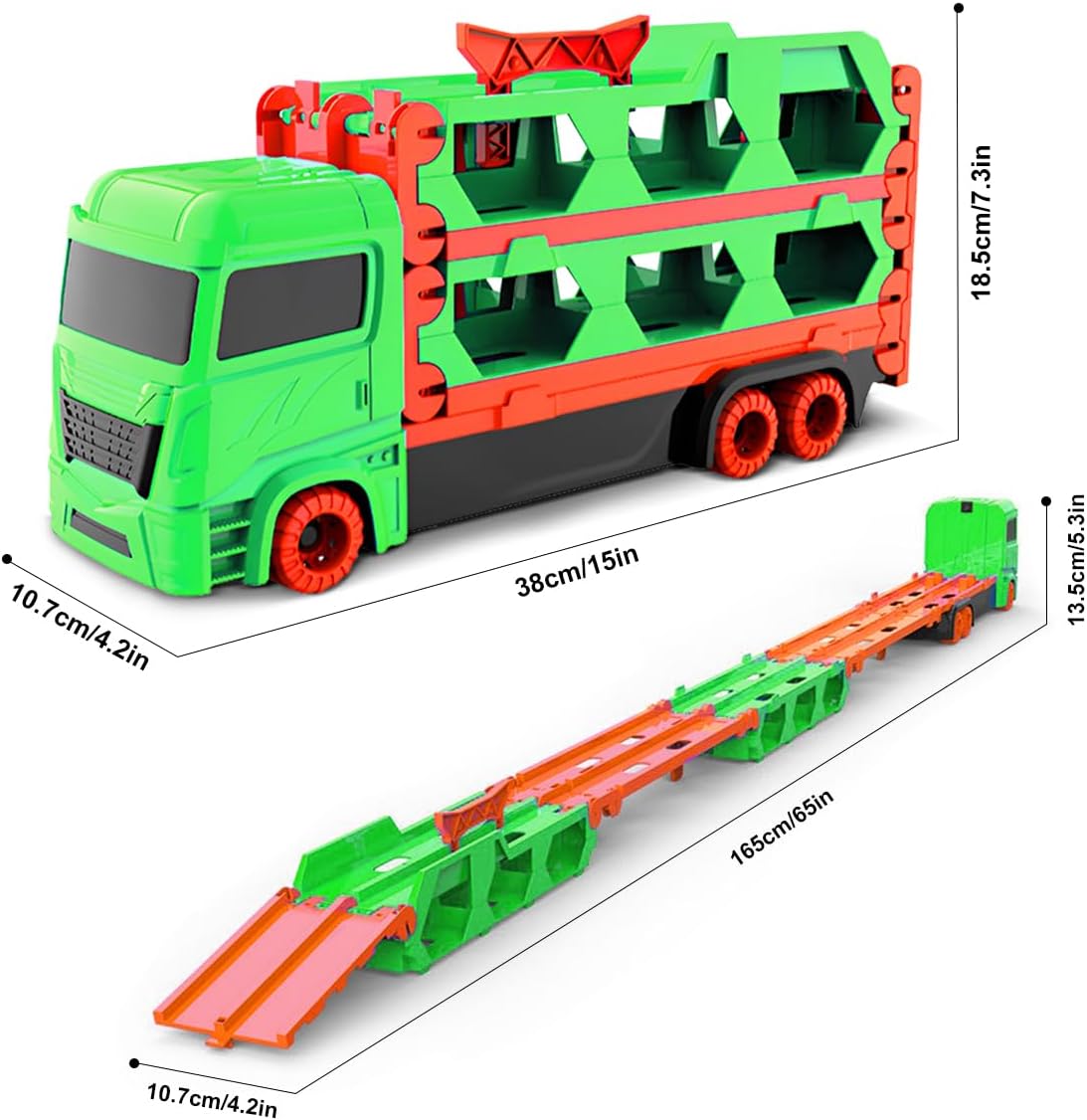 VATOS Transporte Caminhão Brinquedos Carros para Meninos Idades 3 4 5 6, Caminhão Portátil Brinquedo com 6 Carros de Corrida, Melhor Presente Veículos Transportadores Brinquedos Conjunto para Crianças