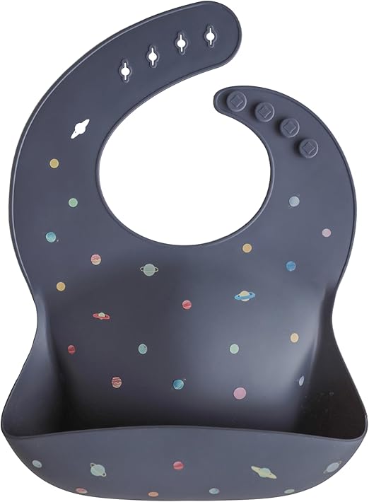 Mushie Babador de Silicone Baby | Babadores Impermeáveis com Ajuste Perfeito | Babadores Fáceis de Limpar para Alimentação do Bebê | 4 Tamanhos Ajustáveis com Bolsos Frontais Fundos | 100% Livre de BPA e Ftalatos