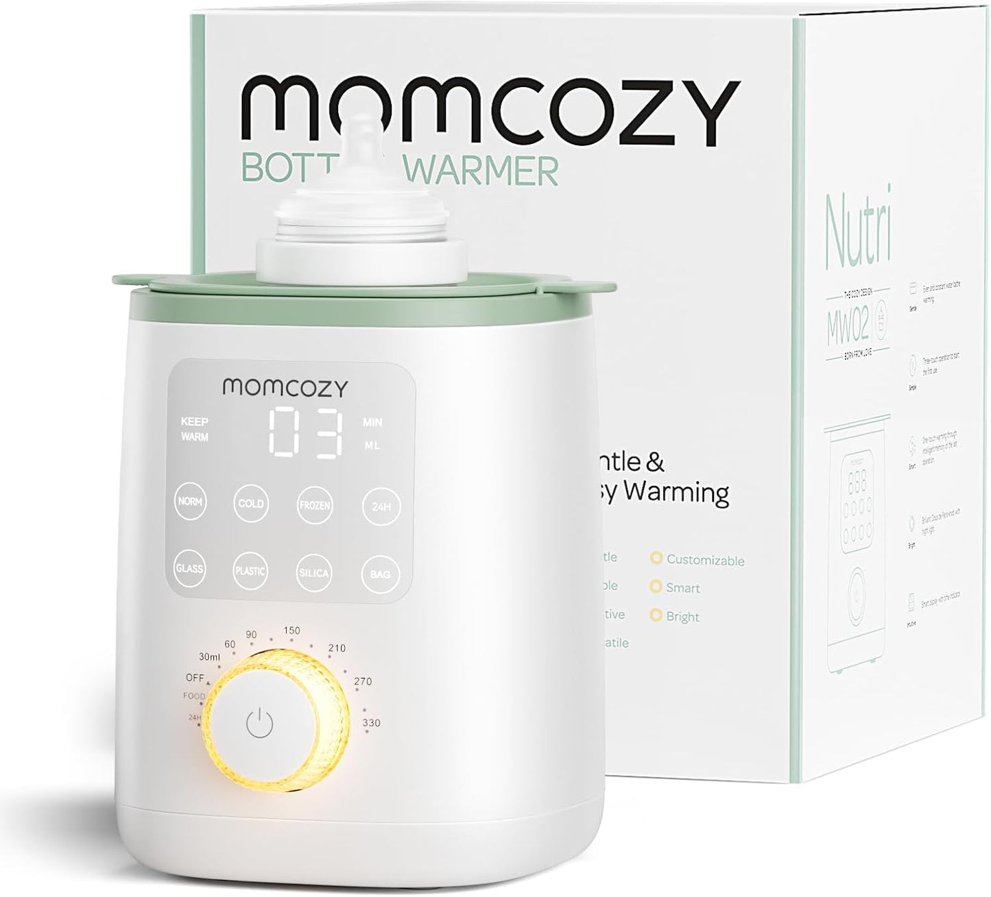 Momcozy Aquecedor de Mamadeiras para Leite Materno, Fórmula e Papinha, Aquecimento Rápido | Preservação Máxima de Nutrientes, Luz Noturna para Amamentação, Fácil de Usar com um Toque, Presente Essencial para Recém-nascidos e Mamães