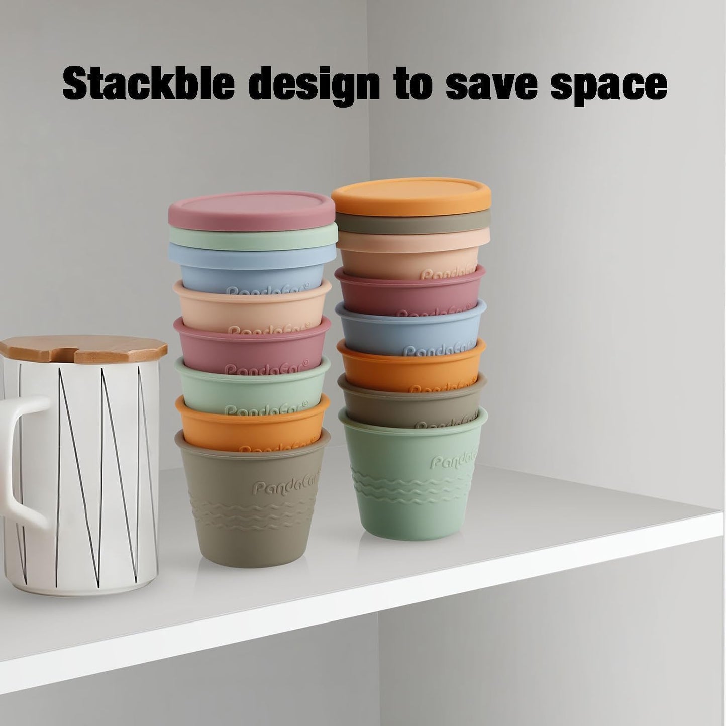 PandaEar Conjunto de 6 Potes de Silicone para Armazenamento de Comida de Bebê , Potes Pequenos de 120ml com Tampas, Potes Reutilizáveis para Lanches de Bebê e Crianças, Armazenamento de Comida Caseira para Bebê no Congelador, Seguros para Congelar