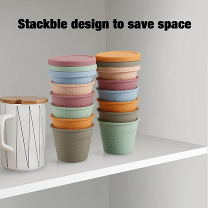 PandaEar Conjunto de 6 Potes de Silicone para Armazenamento de Comida de Bebê , Potes Pequenos de 120ml com Tampas, Potes Reutilizáveis para Lanches de Bebê e Crianças, Armazenamento de Comida Caseira para Bebê no Congelador, Seguros para Congelar