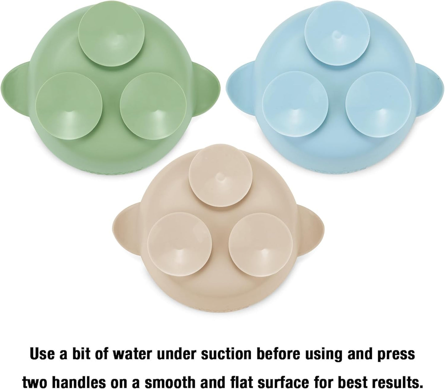 PandaEar Conjunto de 3 Tigelas de Silicone com Ventosa para Bebês, que Mantêm a Alimentação Firme, Ideais para a Introdução Alimentar de Bebês e Crianças Pequenas, Livres de BPA - Azul/Verde/Marrom