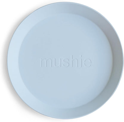 Mushie Pratos para Crianças | Conjunto de 2 Peças | Reutilizáveis, Livres de BPA | Podem ir à lava-louças e ao micro-ondas | Fabricados na Dinamarca | Redondos (Azul Claro)