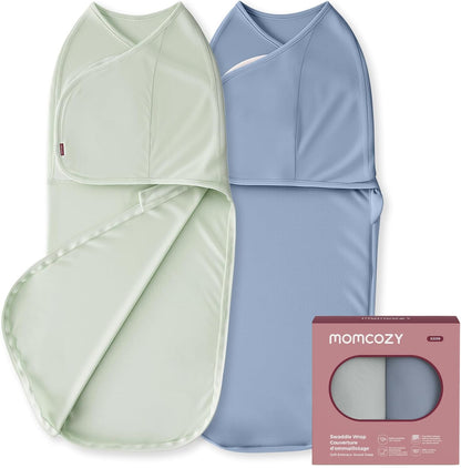 Momcozy Mantas para Recém-Nascidos de 0 a 3 Meses, com Fecho Silencioso, Fáceis de Usar para Pais de Primeira Viagem, Reduzem o Reflexo de Sobressalto, Pacote com 2, Serenity
