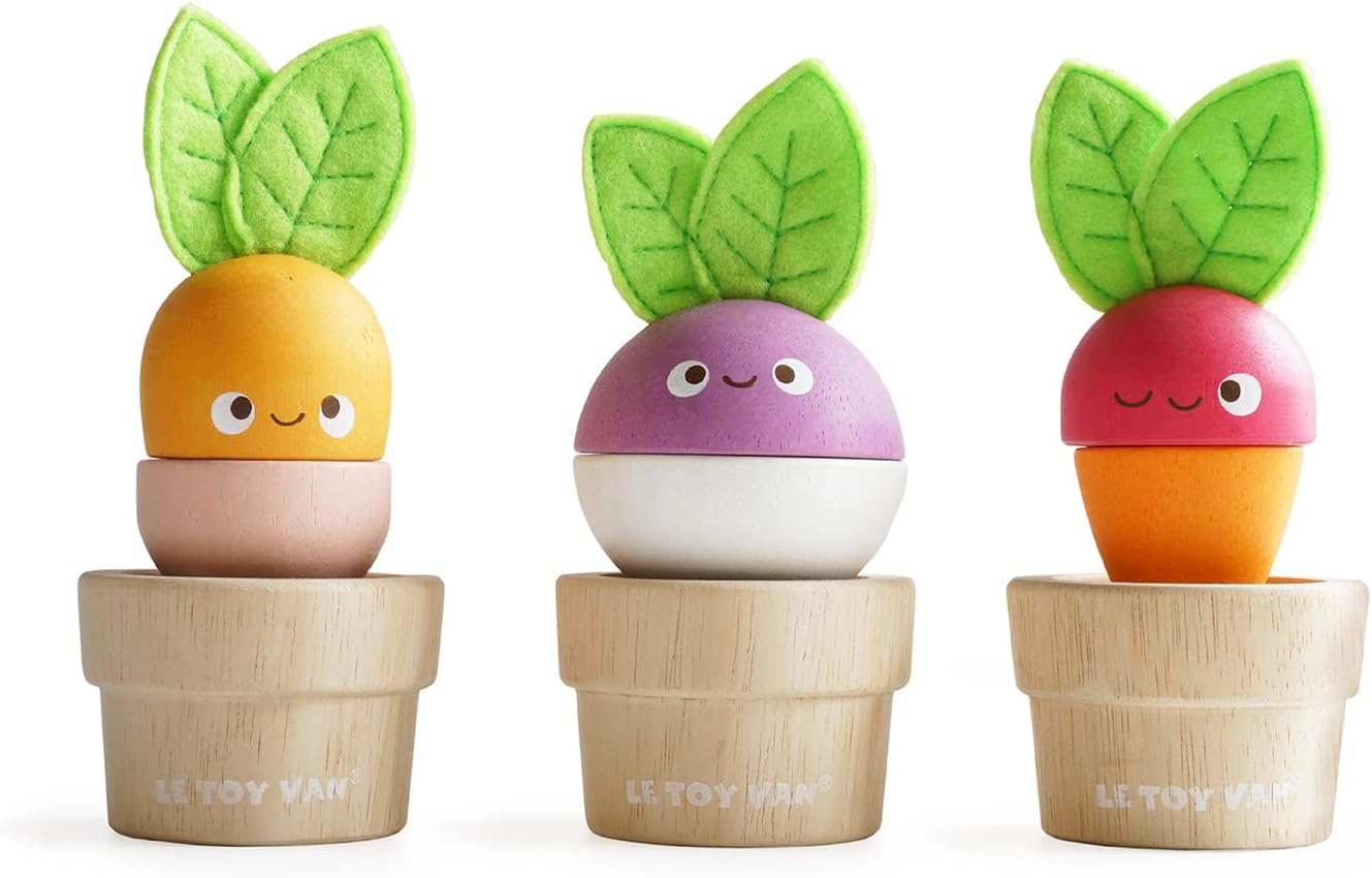 Le Toy Van - Brinquedo educacional de madeira Petilou My Stacking Garden | Brinquedo de aprendizagem infantil Montessori sensorial para bebês - adequado para mais de 12 meses