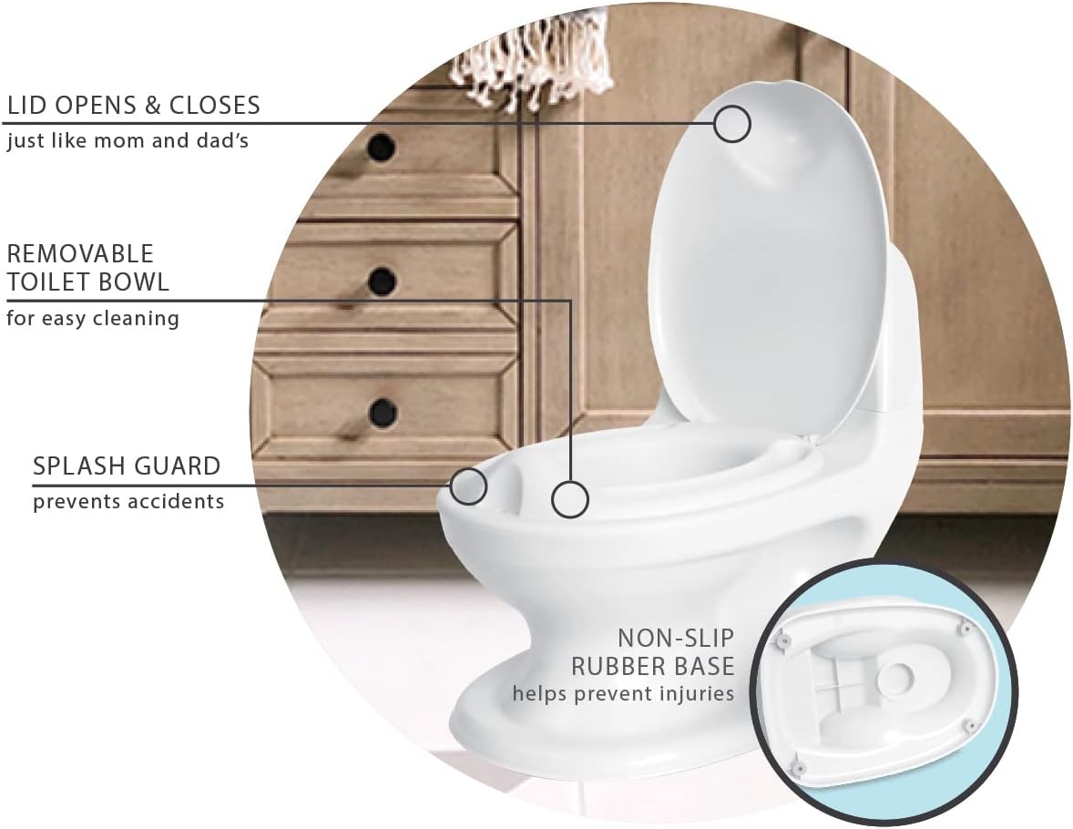 Nuby My Real Urinal Potty Training Toilet para meninos com botão de descarga realista e som para bebês e crianças, branco