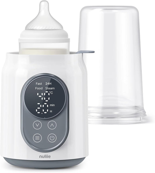 Nuliie Aquecedor de mamadeiras 6 em 1 com LCD digital, temporizador, controle inteligente de temperatura e desligamento automático, aquecedor de alimentos e descongelamento Aquecedor sem BPA para leite materno ou fórmula