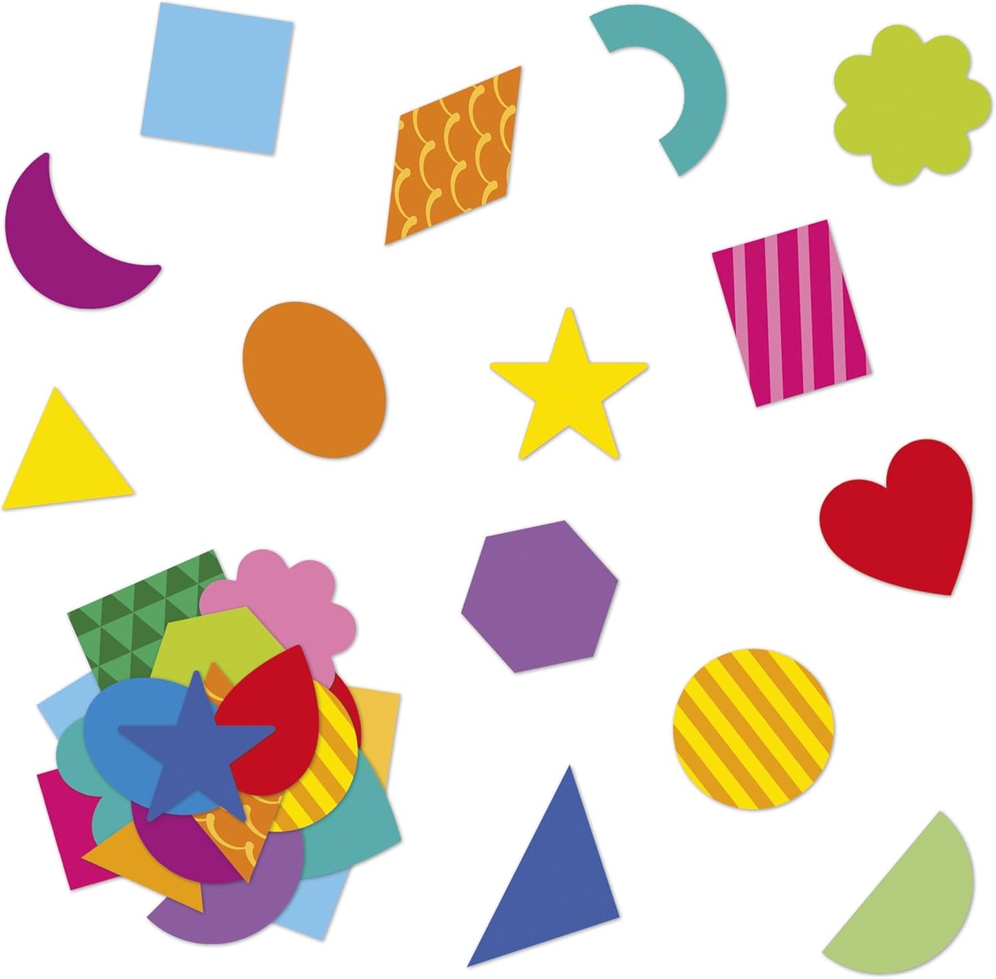 Janod - 50 Adesivos Grandes para Crianças 18 meses - Formato 7x8cm - Adesivos, Janod - Pacote com 100 adesivos - Adesivos de Bolso Formato 5x5cm - Dinos, Janod - Pacote com 300 adesivos - Adesivos de Bolso Formato 3x3cm - Geométricos