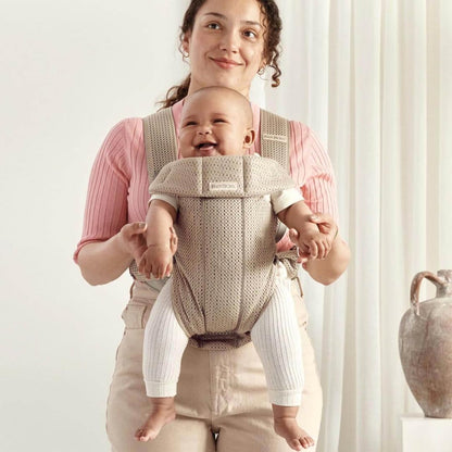 BabyBjörn Mini Canguru malha 3D, cinza bege