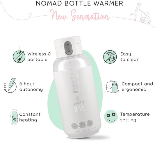 izybaby Nomad, aquecedor portátil de mamadeira/carro, temperatura ajustável, carga USB, aquecedor de leite materno
