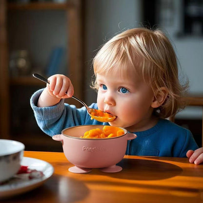 PandaEar Conjunto de 3 Tigelas de Aço Inoxidável com Ventosa, Antiderrapantes e com Capa de Silicone para Bebês e Crianças, Inquebráveis e Sem Sujeira