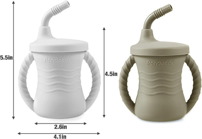 PandaEar Conjunto de Introdução Alimentar para Bebês com 8 Peças, Conjunto de Alimentação de Silicone para Bebês, 2 Pratos Divididos com Ventosas para Bebês em Fase de Introdução Alimentar, 2 Copos de Treinamento para Crianças Pequenas,