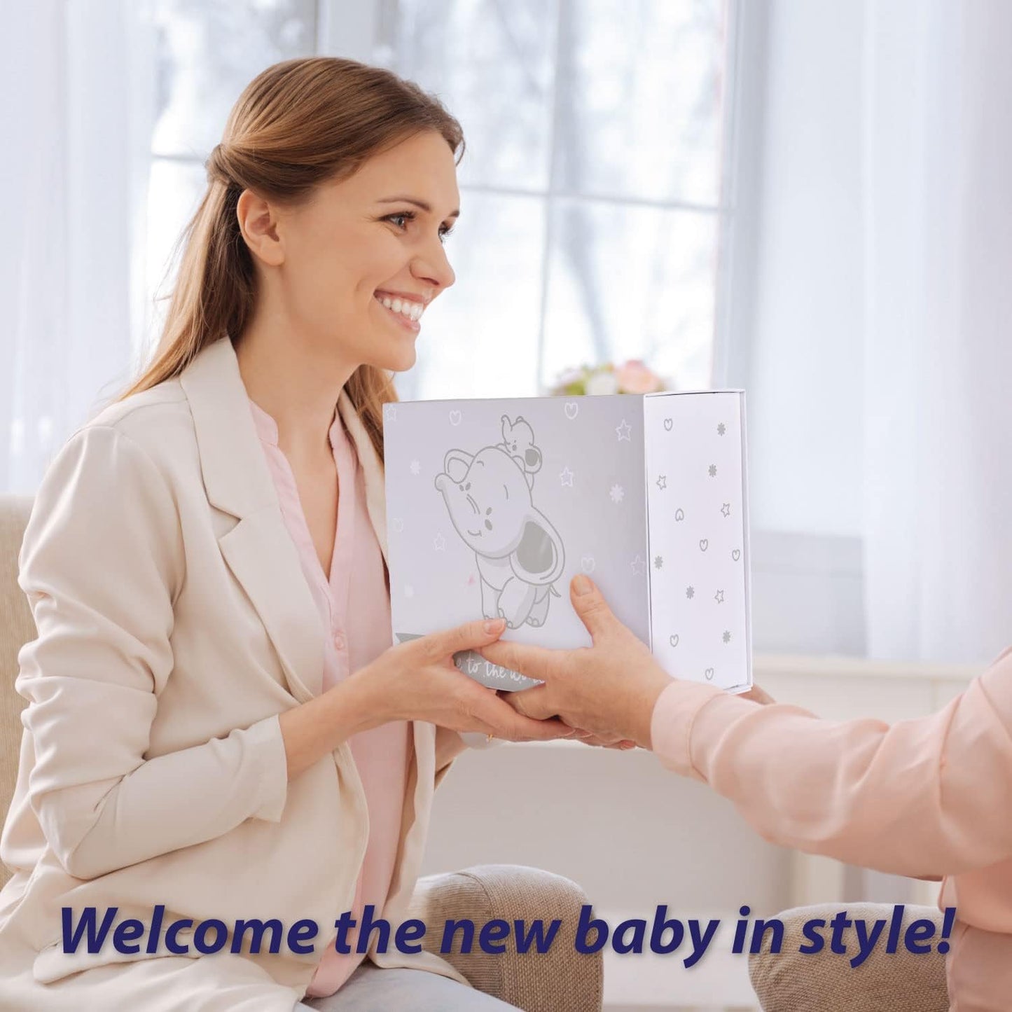 Baby Box Shop Conjunto de presentes personalizados para bebês Caixa de presente unissex, presentes para meninos e meninas, loja de caixas de bebê Conjunto de presentes unissex para bebês 7 itens essenciais para presentes de recém-nascidos