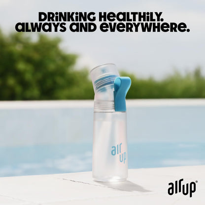 Garrafa de água AIR UP® Twist Pro, kit inicial original com cápsulas em 5 sabores | Garrafa de 600 ml com sabor sem açúcar | Pode ser lavada na máquina de lavar louça, livre de BPA | Na cor Azul Splash