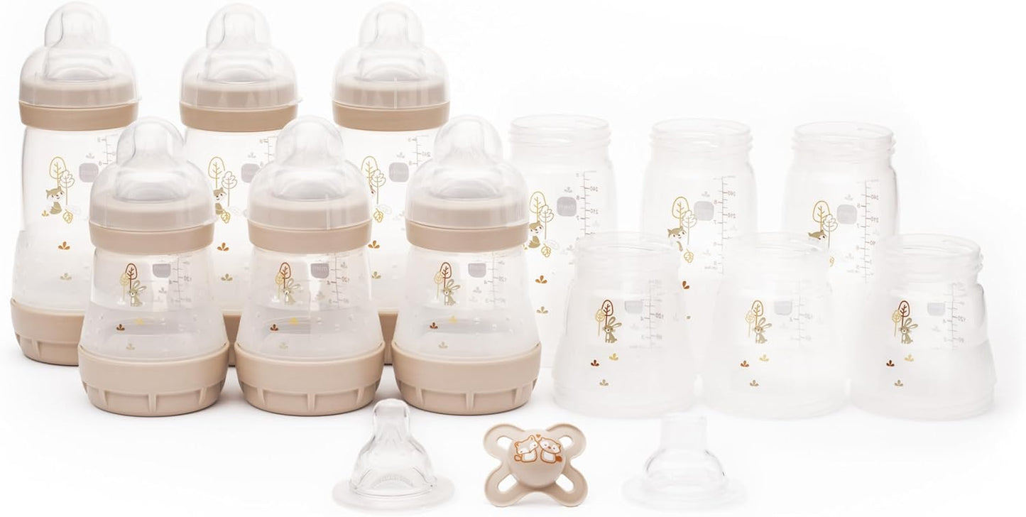 MAM Conjunto inicial de mamadeiras anticólicas Easy Start | Inclui mamadeiras e chupeta autoesterilizante MAM Original Start de 0 a 2 meses | Conjunto de presente para bebês