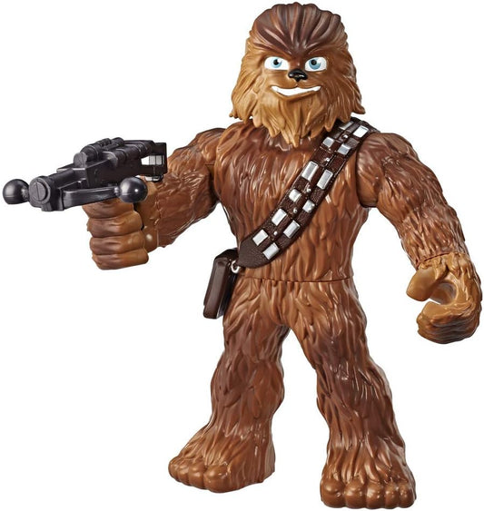 Star Wars Figura de ação Chewbacca Mega Mighties de 25 cm da linha Galactic Heroes com acessório de besta, brinquedo para crianças a partir de 3 anos.