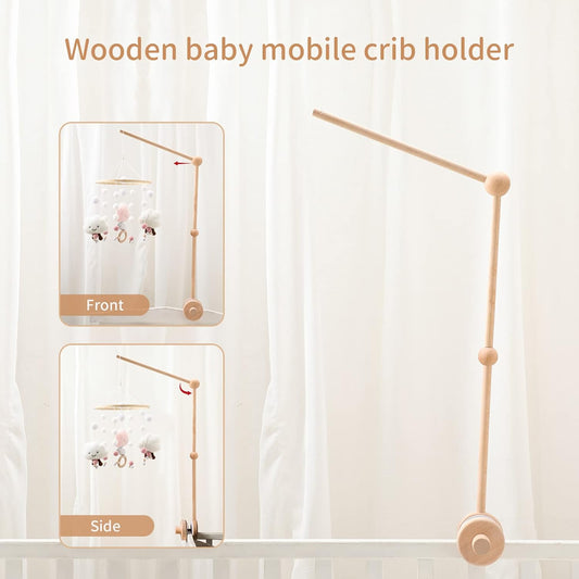 Let's Make Soporte móvil para cuna de bebé, soporte colgante móvil de madera, accesorio de cuna para decoración de guardería, soporte para campana de cama