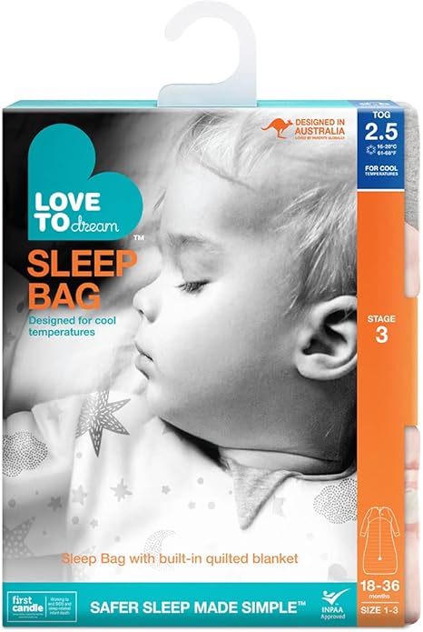 Love To Dream™ Saco de dormir | Cobertor e edredom vestível de manga comprida e leve | 2,5 Tog Ideal para inverno e outono (16–20 °C) | Algodão lavável à máquina e zíper duplo