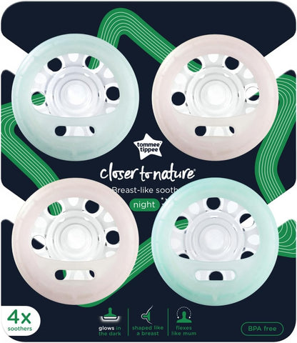 Chupetas tipo peito noturno, 0-6 meses com formato de peito e tecnologia que brilha no escuro