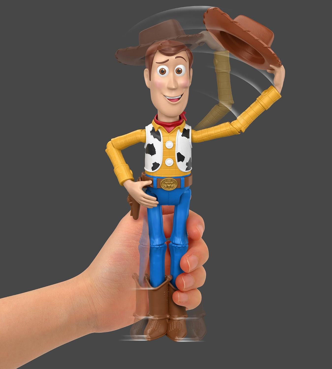 Mattel Disney e Pixar Toy Story 5 Woody "Howdy Partner" | Figura em Grande Escala, Boneco de 30 cm com Movimento de Saudação com o Chapéu e 14 Articulações, JKV38