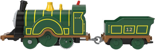 Thomas & Friends Trem de brinquedo motorizado Emily, locomotiva a bateria com vagão, para brincadeiras de faz de conta para crianças em idade pré-escolar a partir de 3 anos, HHN41