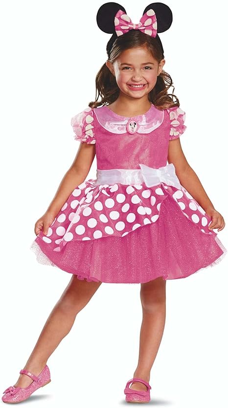 DISGUISE  Disney oficial deluxe rosa minnie mouse traje crianças, minnie mouse vestir-se roupa saia meninas vestido extravagante, trajes do dia do livro mundial para meninas